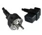Preview: Mains cable CEE 7/7 to C19 90°, 1mm², VDE, black, length 1.80m